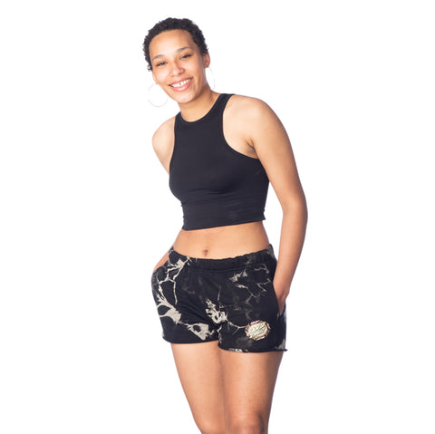 Santa Cruz Spiral Strip Oval Dot Sweat Shorts Acid Black Bottom Women's