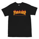 THRASHER FLAME TEE BLK