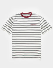 Independent Bauhaus Striped Ringer Shirt White/Burgundy