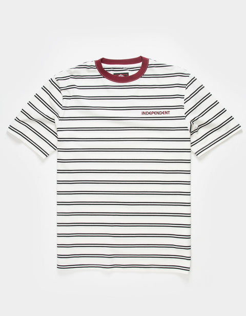 Independent Bauhaus Striped Ringer Shirt White/Burgundy