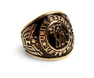 Gold United States Military Veterans Stainless Steel Men's Ring TK316