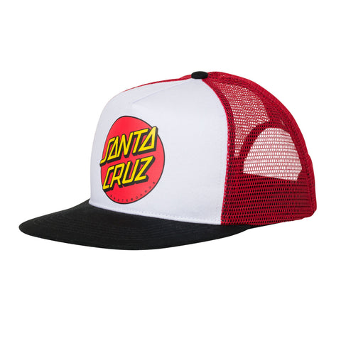 SC Classic Dot Mesh Trucker High Profile Hat Red/Wht/Blk