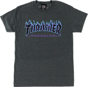 THRASHER FLAME SS- DARK HEATHER