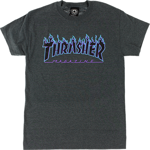 THRASHER FLAME SS- DARK HEATHER