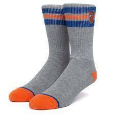 Huf Emb. East Stripe Sock Pair Grey/Blue/ORNG