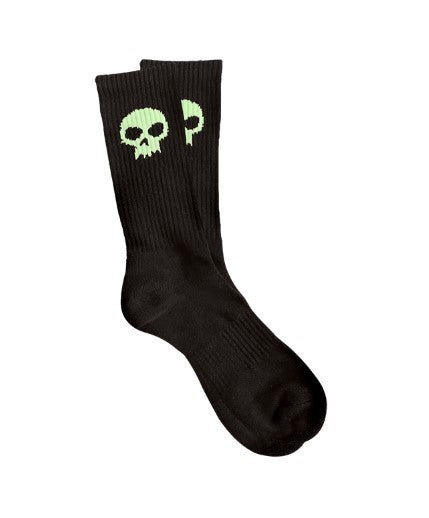 zero skull crew socks glow / black