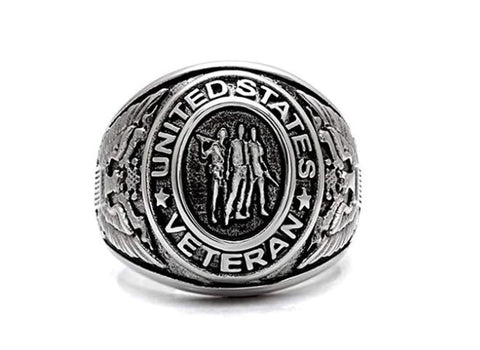 Silver United States Military Veterans Stainless Steel Men's Ring TK316