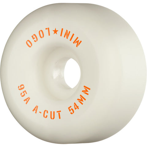 Mini Logo Skateboard Wheels A-cut "2" 54mm 95A White 4pk