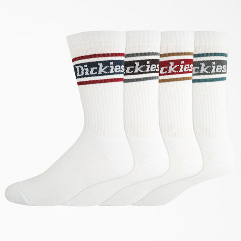 Dickies Socks Assorted WHT Rugby Stripe Socks, Size 6-12, 4-Pack