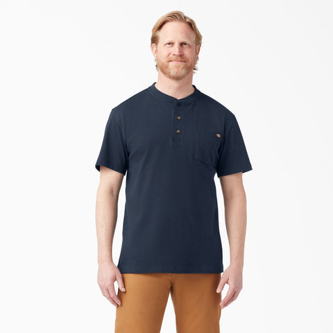 DICKIES Heavyweight Short Sleeve Henley T-Shirt Navy