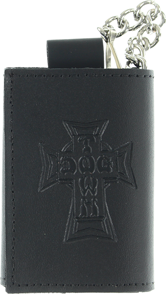 DOGTOWN SMALL TRIFOLD LEATHER CHAIN WALLET BLACK