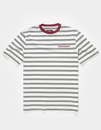 Independent Bauhaus Striped Ringer Shirt White/Burgundy