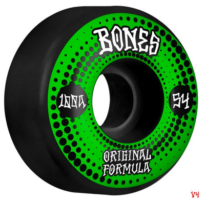 BONES WHEELS OG Formula Skateboard Wheels Originals 54mm V4 Wide 4pk Black 100A