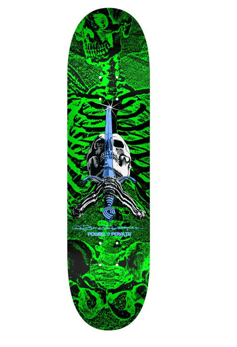 Powell Peralta Skull and Sword Skateboard Deck Green - Shape 242